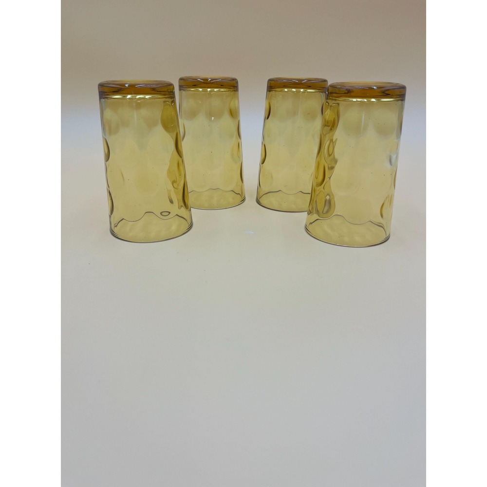 Vintage Hazel Atlas Eldorado Juice Glass Set: Amber Gold Coin Dot - Picture 8 of 10